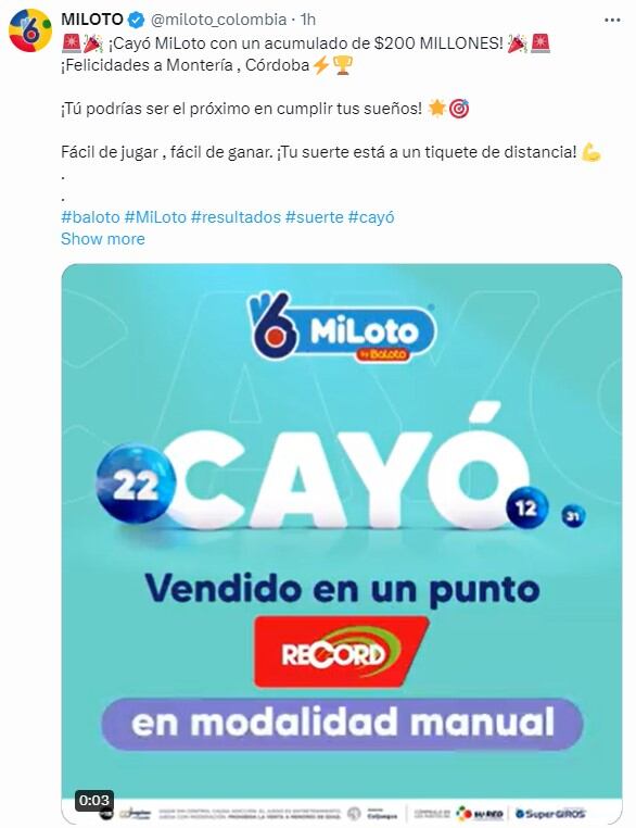 Cayó MiLoto