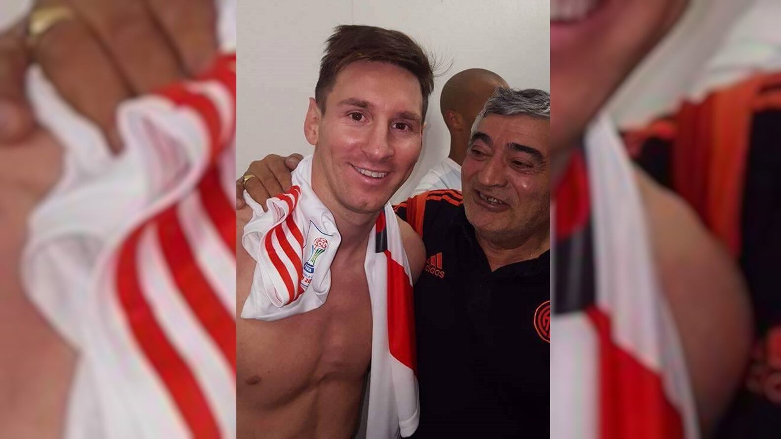 Messi recibió una camiseta de river de regalo en 2015