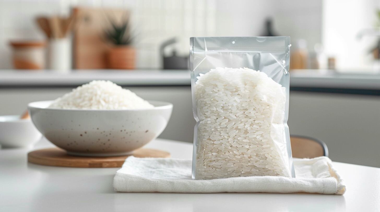 Imagen de un paquete de arroz blanco en la superficie de trabajo de la cocina, destacando su importancia como pilar de la alimentación global. Representa una fuente de carbohidratos saludables y accesibles, esencial en la preparación de platos nutritivos y económicos. Palabras clave: fuente de carbohidratos, alimentación global, arroz en cocina, preparación de platos, saludable, accesible, esencial, nutrición económica, ingrediente clave, base alimenticia. (Imagen ilustrativa Infobae)