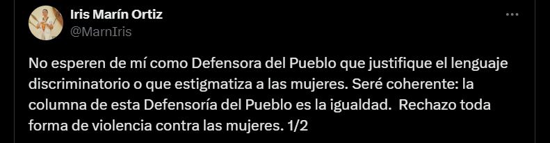 Respuesta de Iris Marín Ortiz a las declaraciones de Gustavo Petro - crédito @MarnIris/X