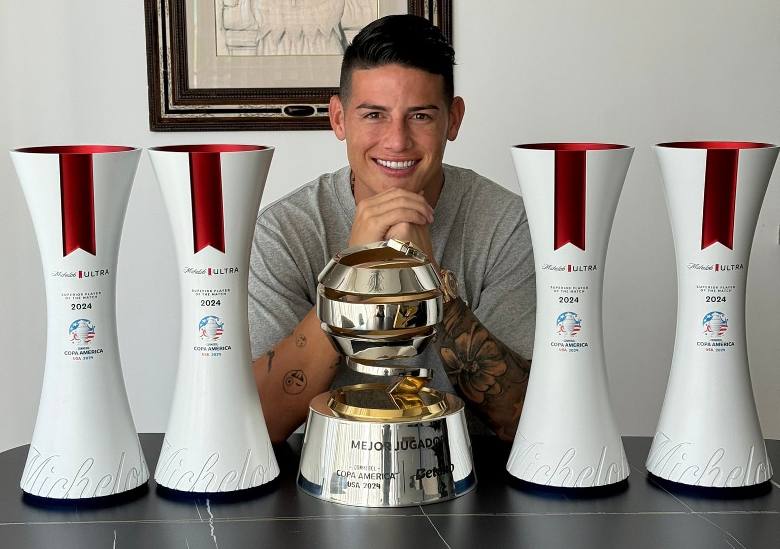 James Rodríguez publicó una foto justo a sus distinciones obtenidas en la Copa América Estados Unidos 2024 - crédito @jamesrodriguez / X