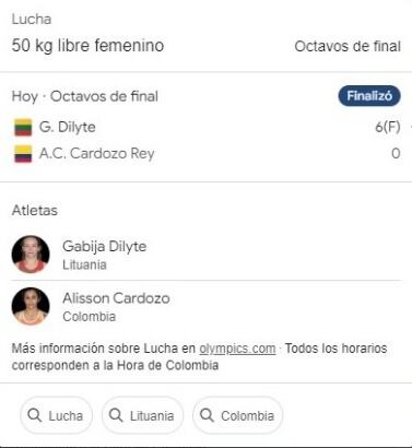 Octavos de final lucha libre femenina 50 kg | Crédito: Google