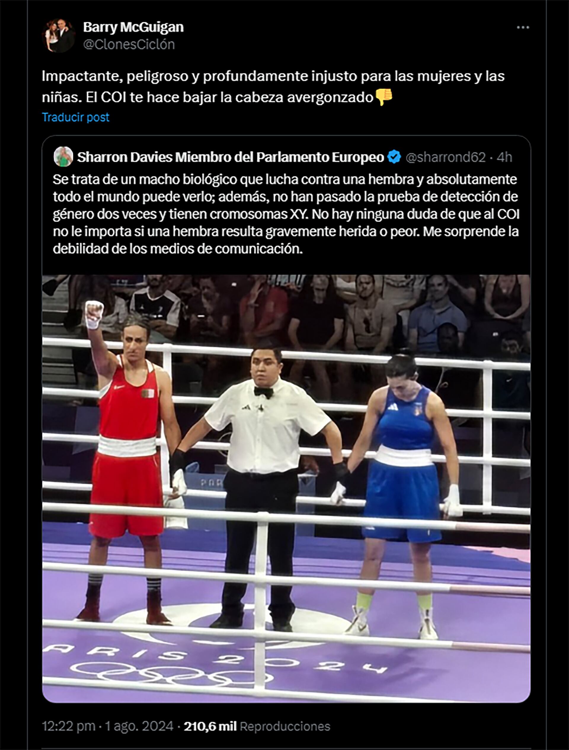 Tuits de opinión sobre la boxeadora argelina en París 2024