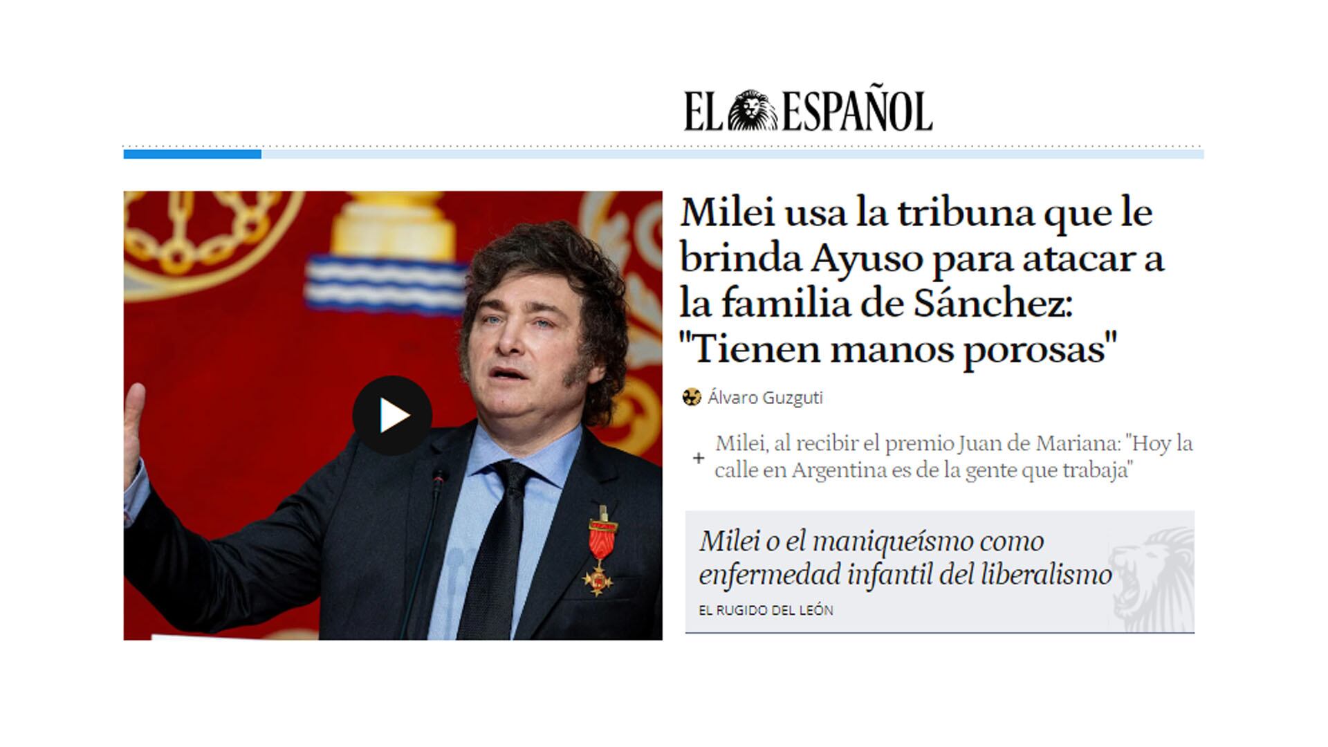 Repercusión de los medios españoles por la visita de Javier Milei