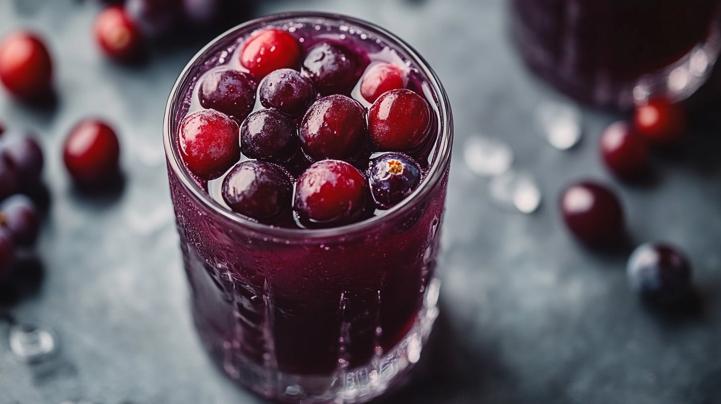 Vaso de jugo de moras, arándanos y uvas, una bebida rica en antioxidantes y sabores naturales. - (Imagen Ilustrativa Infobae)