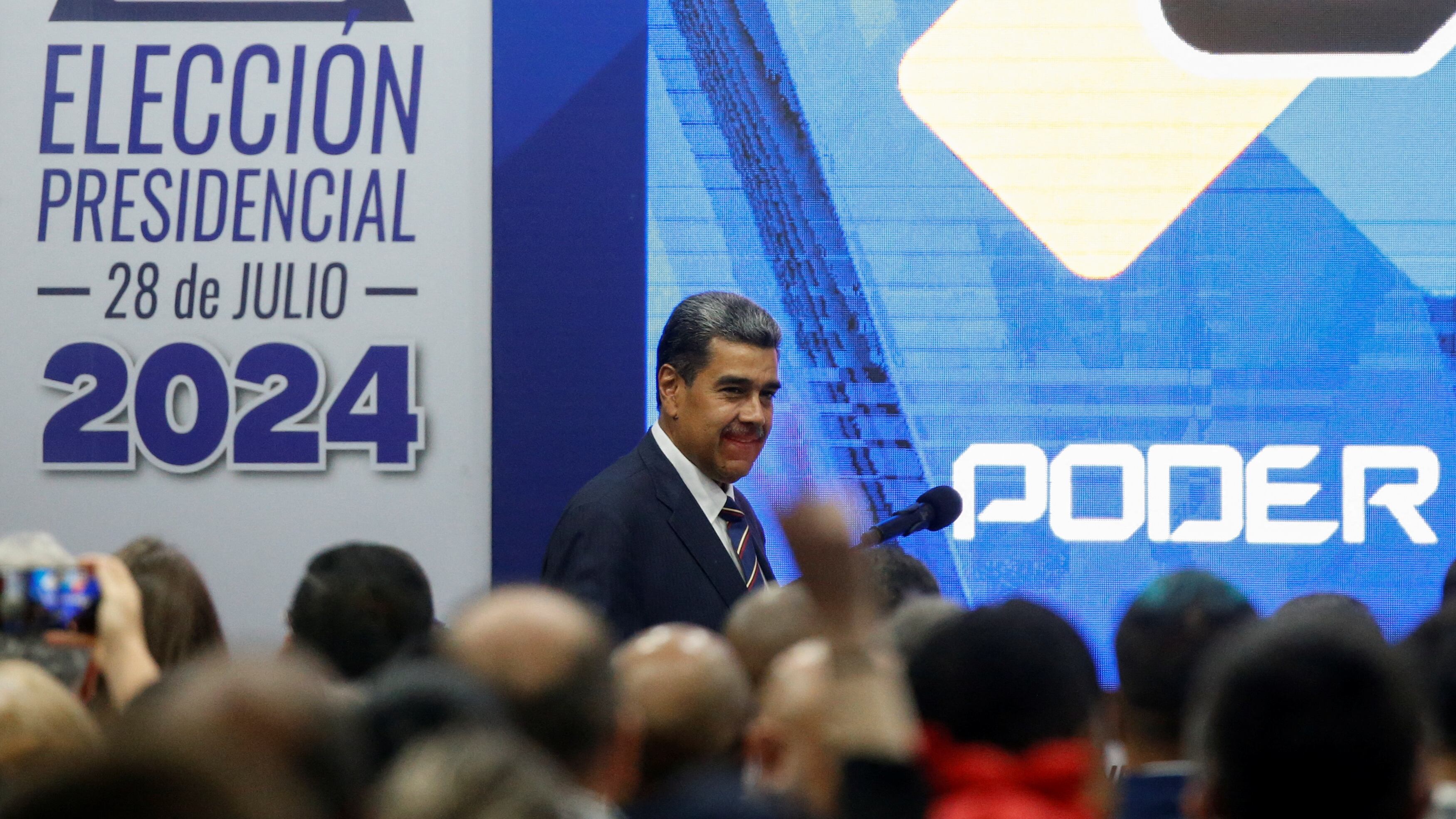 Venezuela's President Nicolas Maduro arrives at the National Electoral Council (CNE) after its announcement that Maduro had won the country's presidential election, in Caracas, Venezuela July 29, 2024. REUTERS/Leonardo Fernandez Viloria