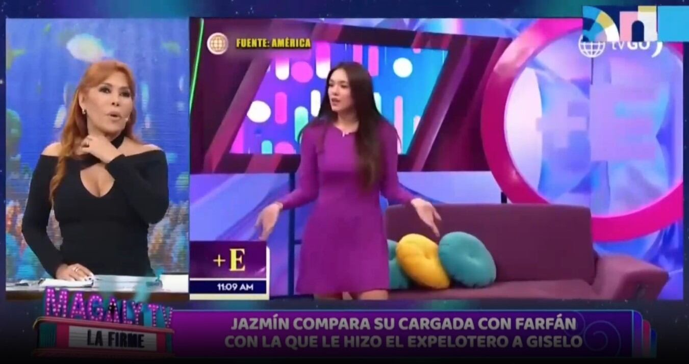 Magaly Medina responde a Jazmín Pinedo por la cargada de Jefferson Farfán a Giselo. (Captura: Magaly TV La Firme)