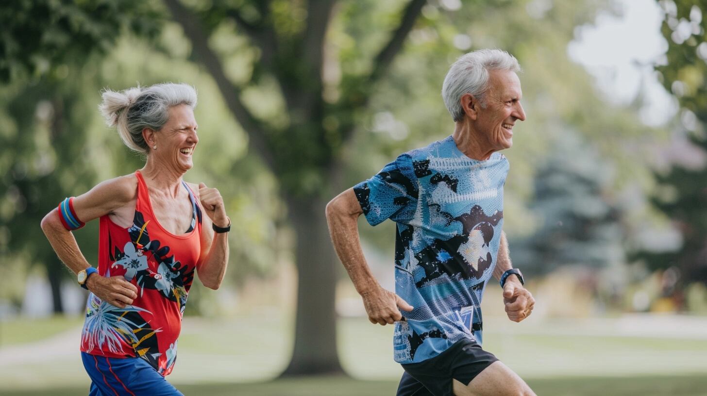 Pareja de ancianos activos disfrutando de una sesión de trote en un entorno verde y natural, evidenciando su compromiso con un estilo de vida saludable y la actividad física regular. Su elección de correr como parte de su rutina diaria subraya la conexión entre el bienestar físico y la longevidad, resaltando la importancia de mantenerse en forma y cuidarse mutuamente en la tercera edad. (Imagen ilustrativa Infobae)