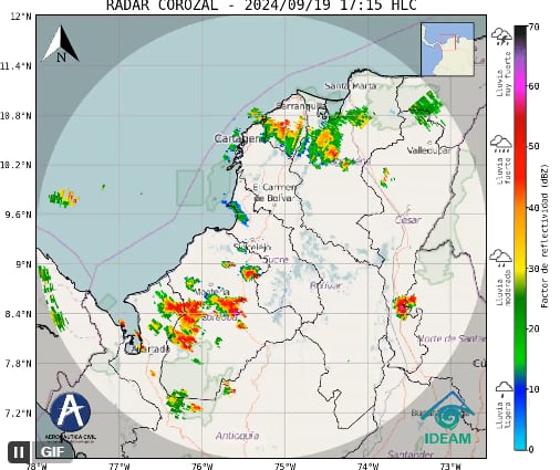 Los vendavales serán protagonistas durante el fin de semana en la costa caribe y atlántica - crédito Ideam