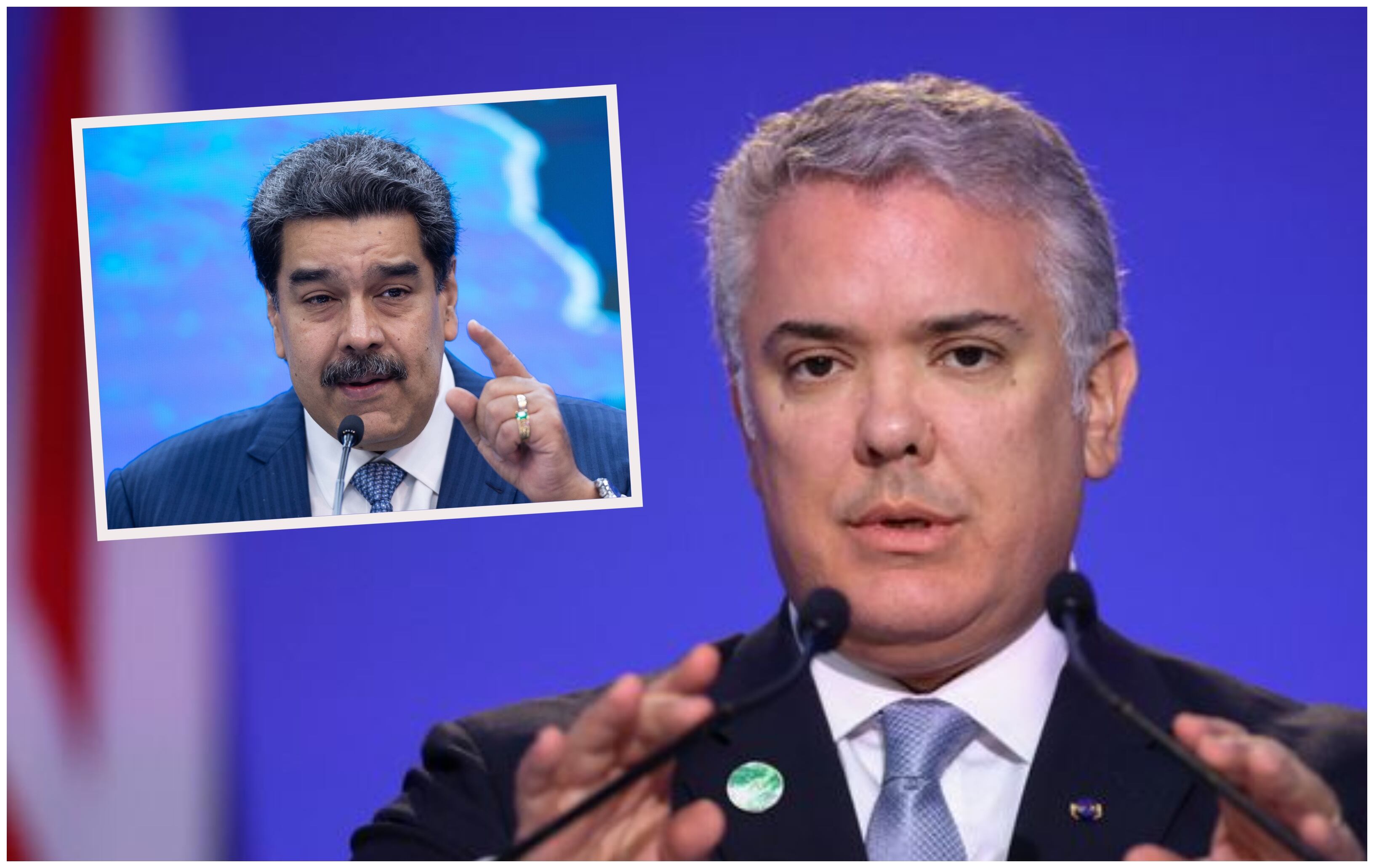 Iván Duque cuestionó la posibilidad de entablar diálogos con Venezuela mientras Maduro esté en el poder. Fotos: REUTERS (Hannah McKay) / EFE (Rayner Peña)