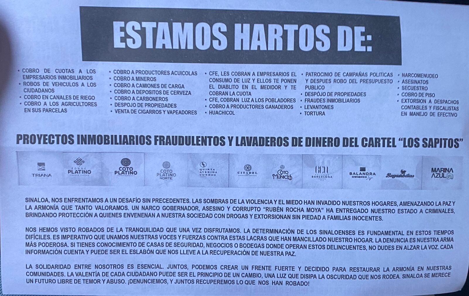 Folletos contra Los Chapitos