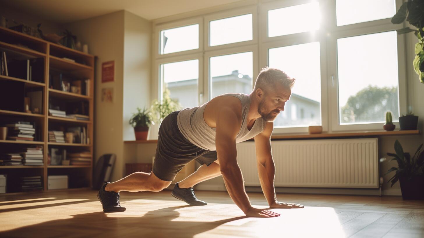 Esfuerzo en casa: La imagen muestra el compromiso de una persona en su hogar, abrazando un estilo de vida activo con fitness, yoga y ejercicio. Dedicación hacia el cuidado personal y la promoción de una vida saludable. (Imagen Ilustrativa Infobae)