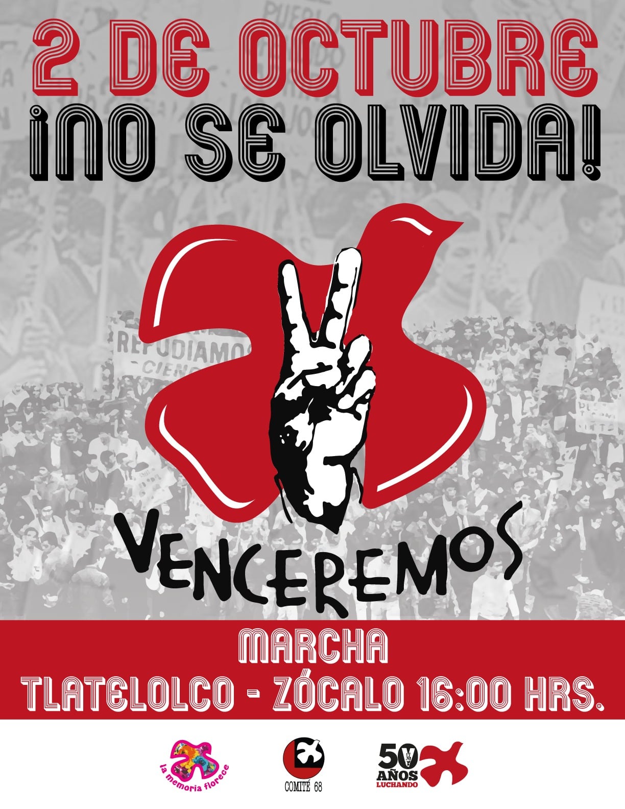 Cartel de la marcha del 2 de octubre de 2024 que irá de Tlatelolco al Zócalo de la CDMX