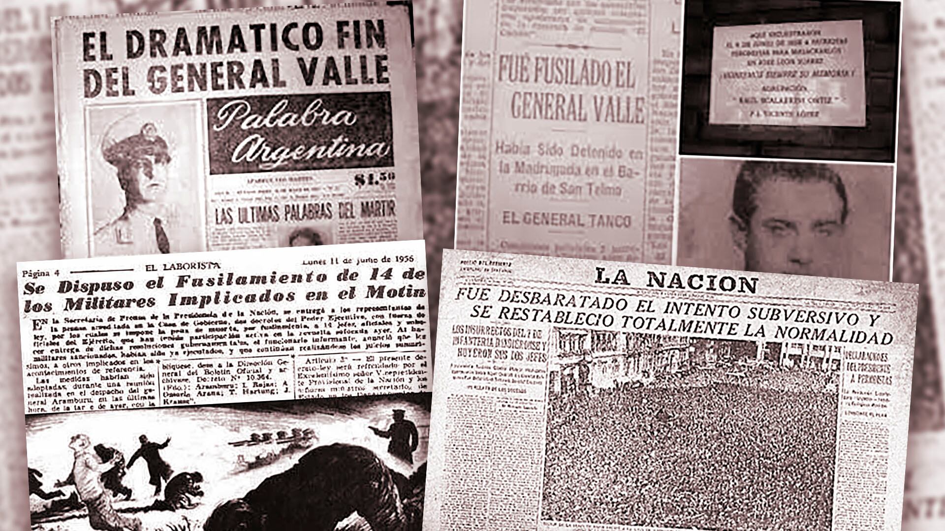 Las portadas de los diarios de la época de la sublevación y el fusilamiento de Valle