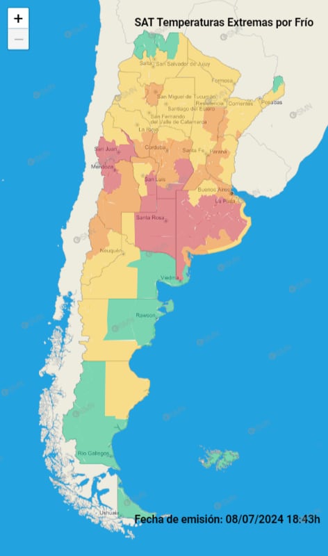 Sigue la ola polar y afecta a gran parte de la provincia de Buenos Aires.