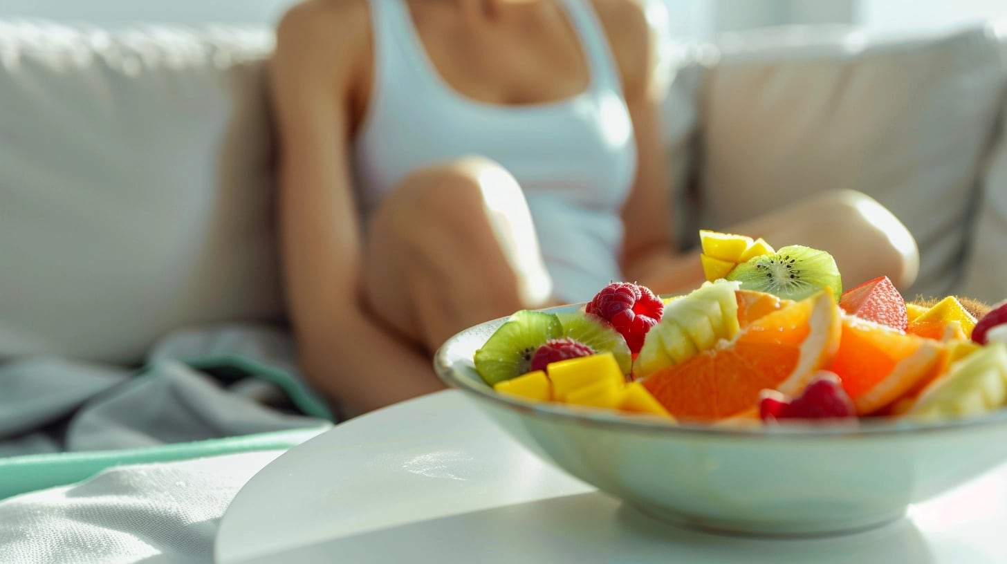 Joven preparando un desayuno saludable con un surtido de frutas coloridas, destacando la importancia de la alimentación equilibrada y rica en nutrientes. Este acto matutino subraya su dedicación a una dieta saludable, reforzando el valor de las vitaminas y la hidratación para un bienestar óptimo. (Imagen ilustrativa Infobae)