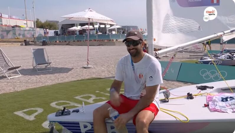 Stefano Peschiera en la final de vela en los Juegos Olímpicos de París 2024