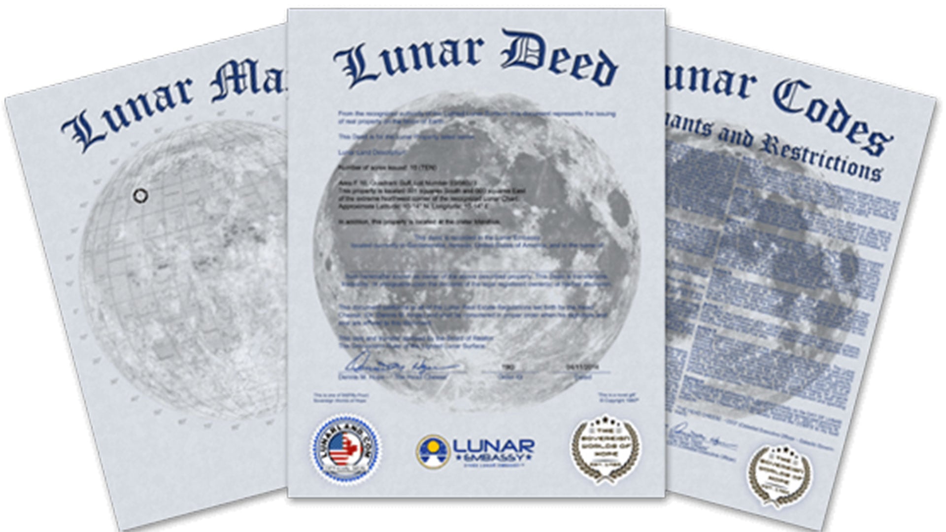 Esta es la documentación de Lunar Embassy que le llegó a Alejandro por correo postal, que acredita que es dueño de un lote en la Luna