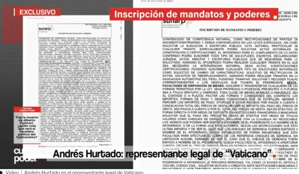 Andrés Hurtado es el apoderado legal de la fortuna de 'Vaticano, uno de los narcos más poderosos de Perú