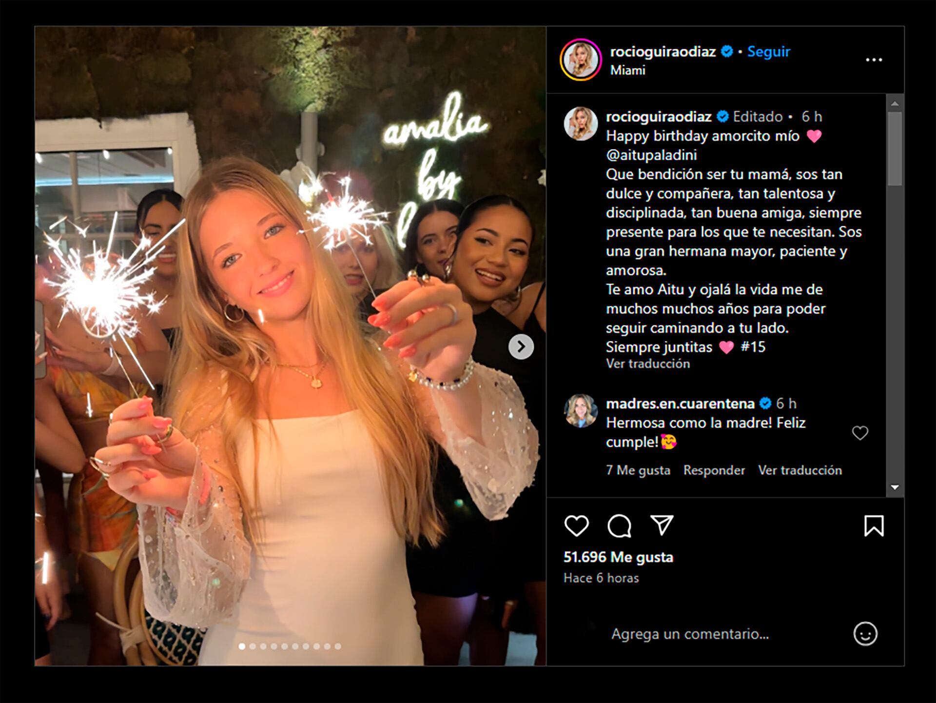 La hija de Rocío Guirao Díaz disfrutó de su fiesta de 15 años