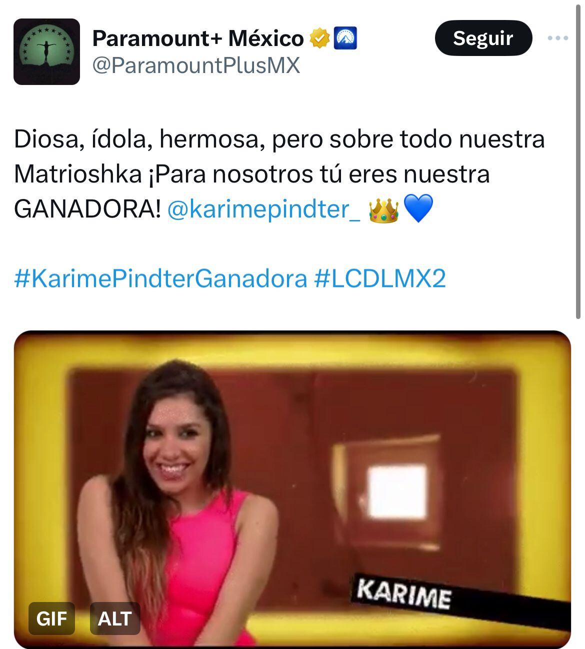 La plataforma Paramount+ también le ha brindado su total apoyo 
(Foto: X)