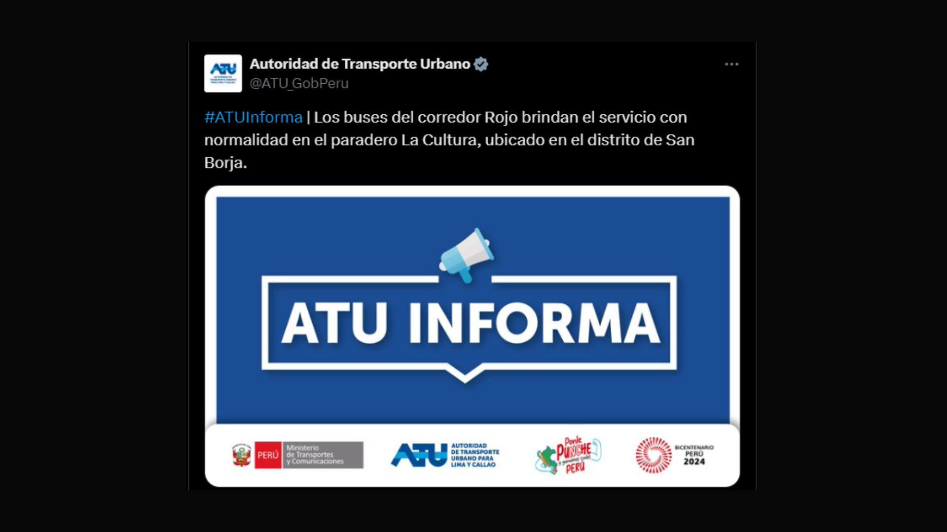 ATU asegura que flujo del corredor rojo funciona con normalidad en los alrededores del Ministerio de Cultura donde se está velando a Alberto Fujimori. (Fuente: ATU)