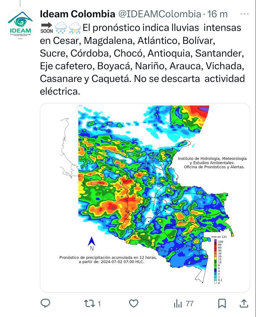 Lluvias - Alerta - IDEAM - Huracán