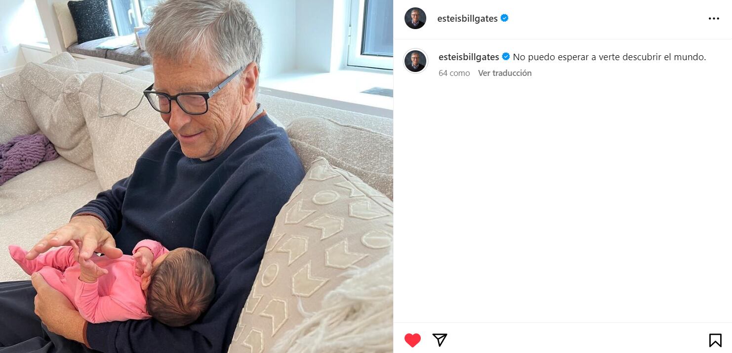 Gates suele compartir su faceta como abuelo en Instagram. (Instagram: thisisbillgates)