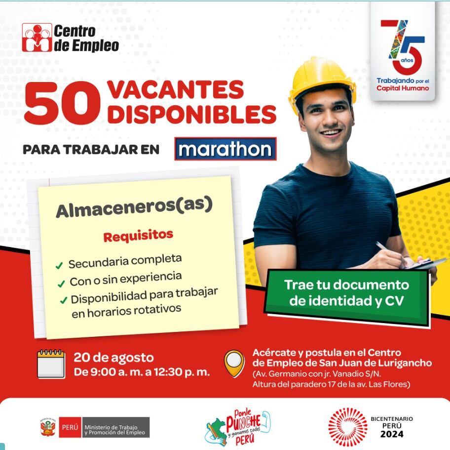 Ministerio de Trabajo y Promoción del Empleo anuncia convocatoria laboral