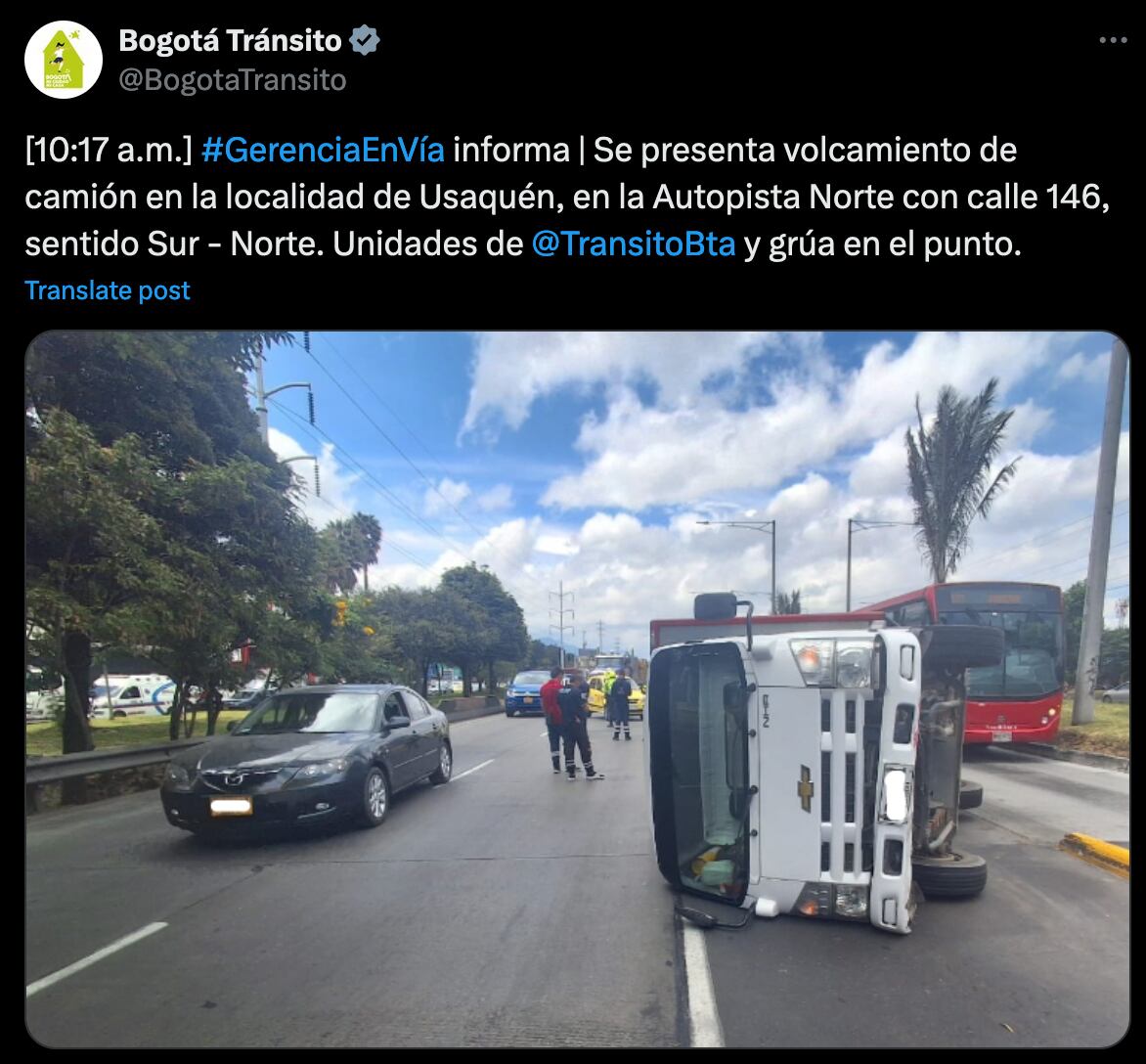 Accidente de tránsito en Bogotá