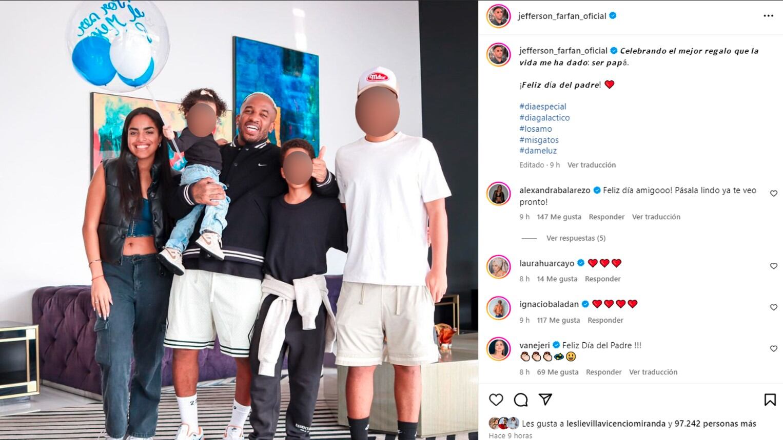 Jefferson Farfán posa feliz al lado de sus cuatro hijos. (Captura: Instagram)