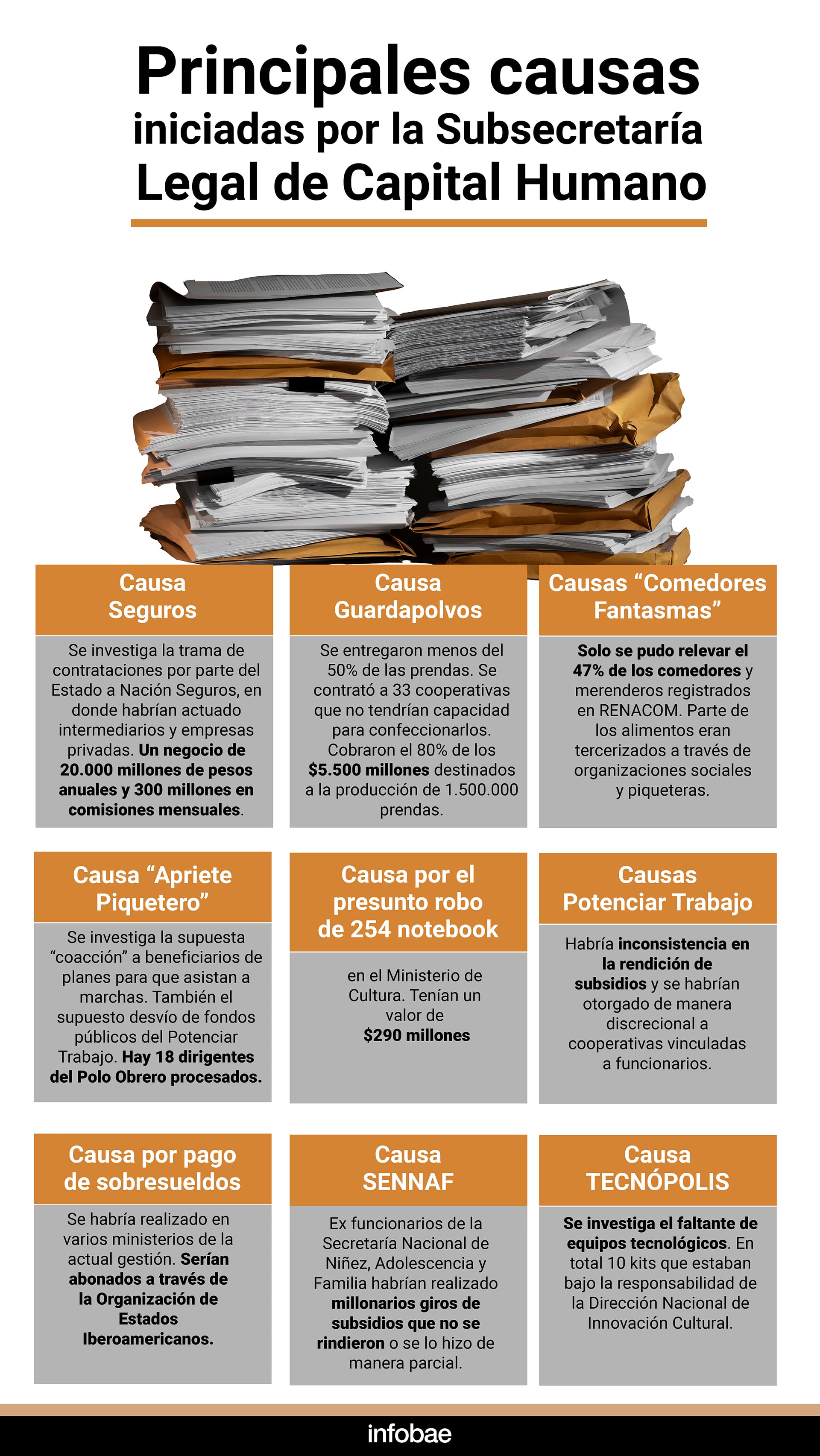 Principales involucrados en las causas Ministerio Capital humano infografía