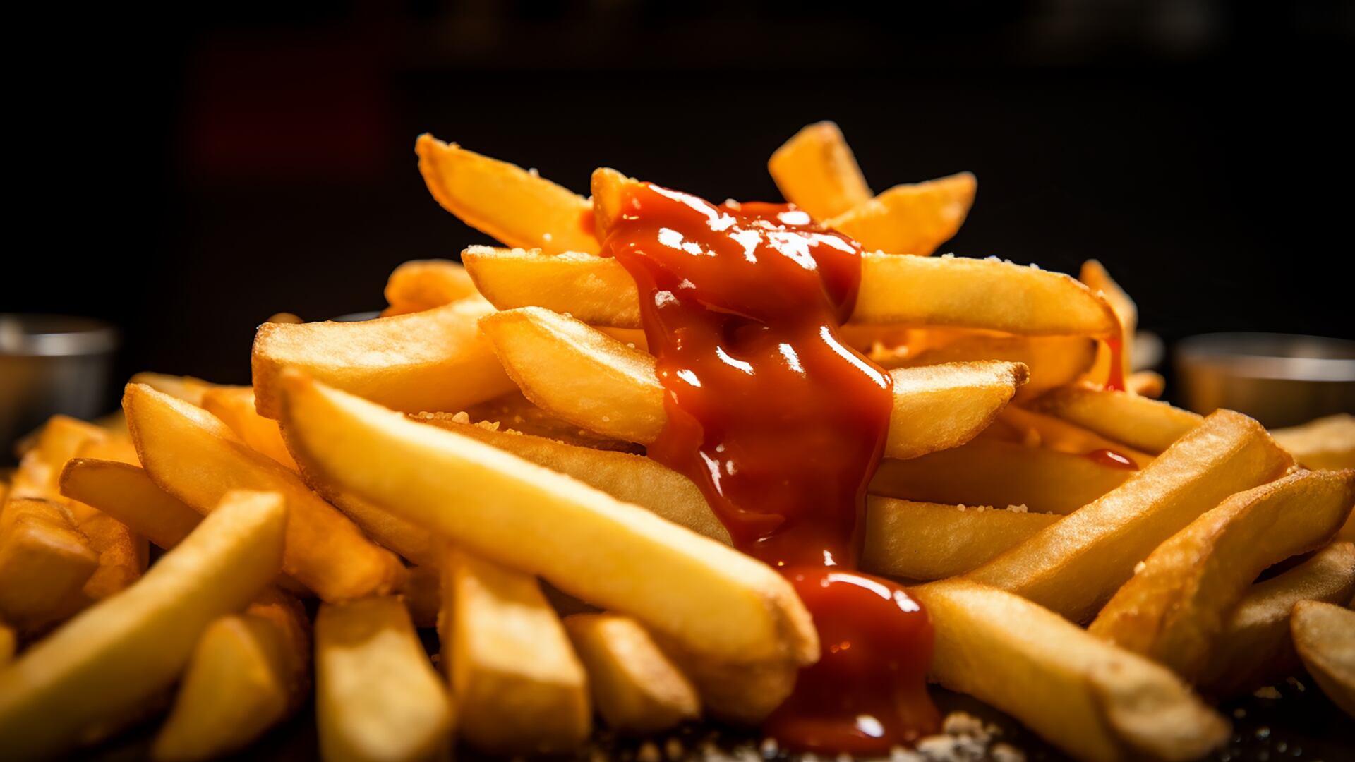 Papas fritas patatas fritas catsup fries ketchup salsa tomate - visualesIA