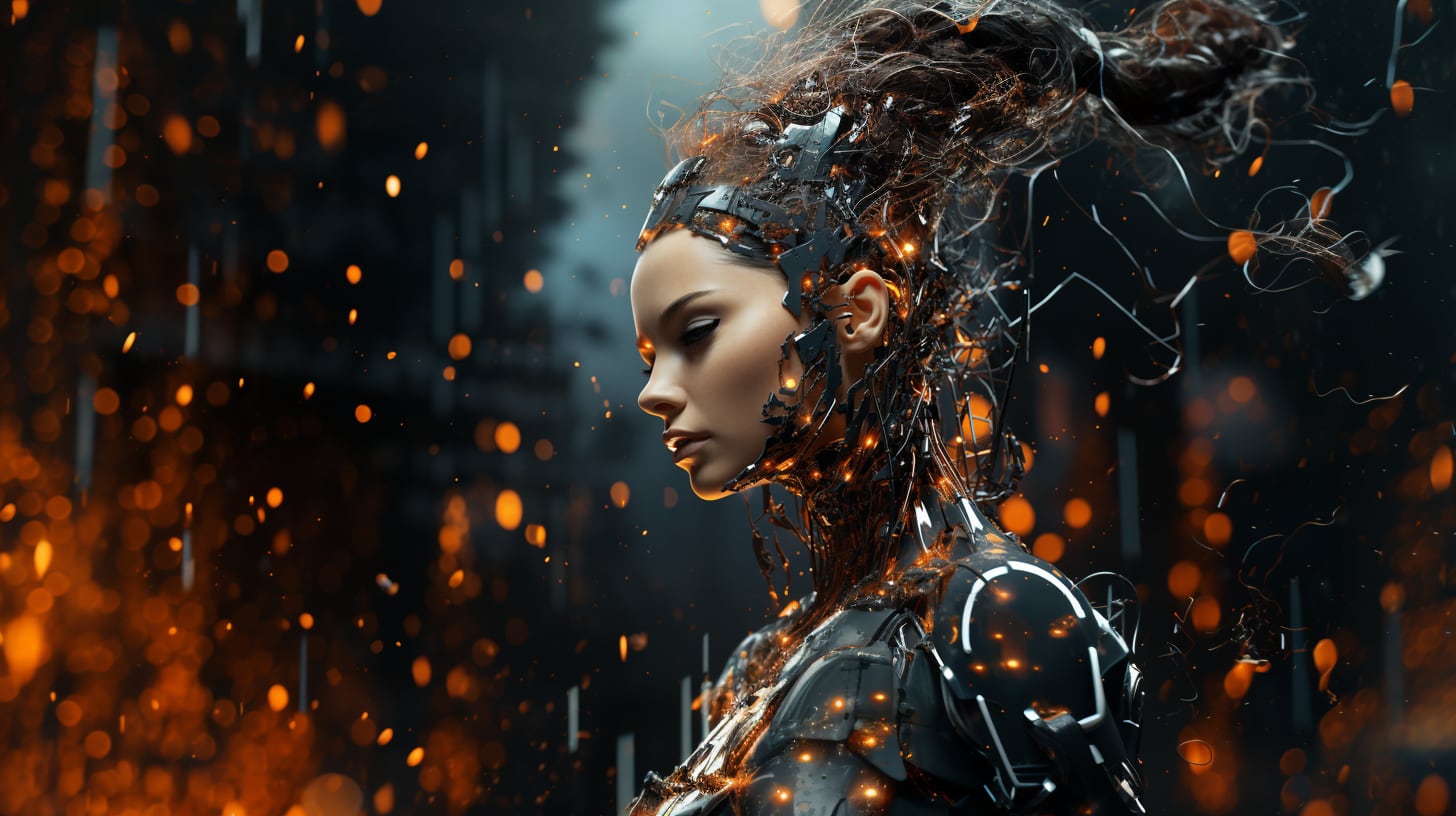 mujer cyborg Inteligencia artificial - visualesIA
