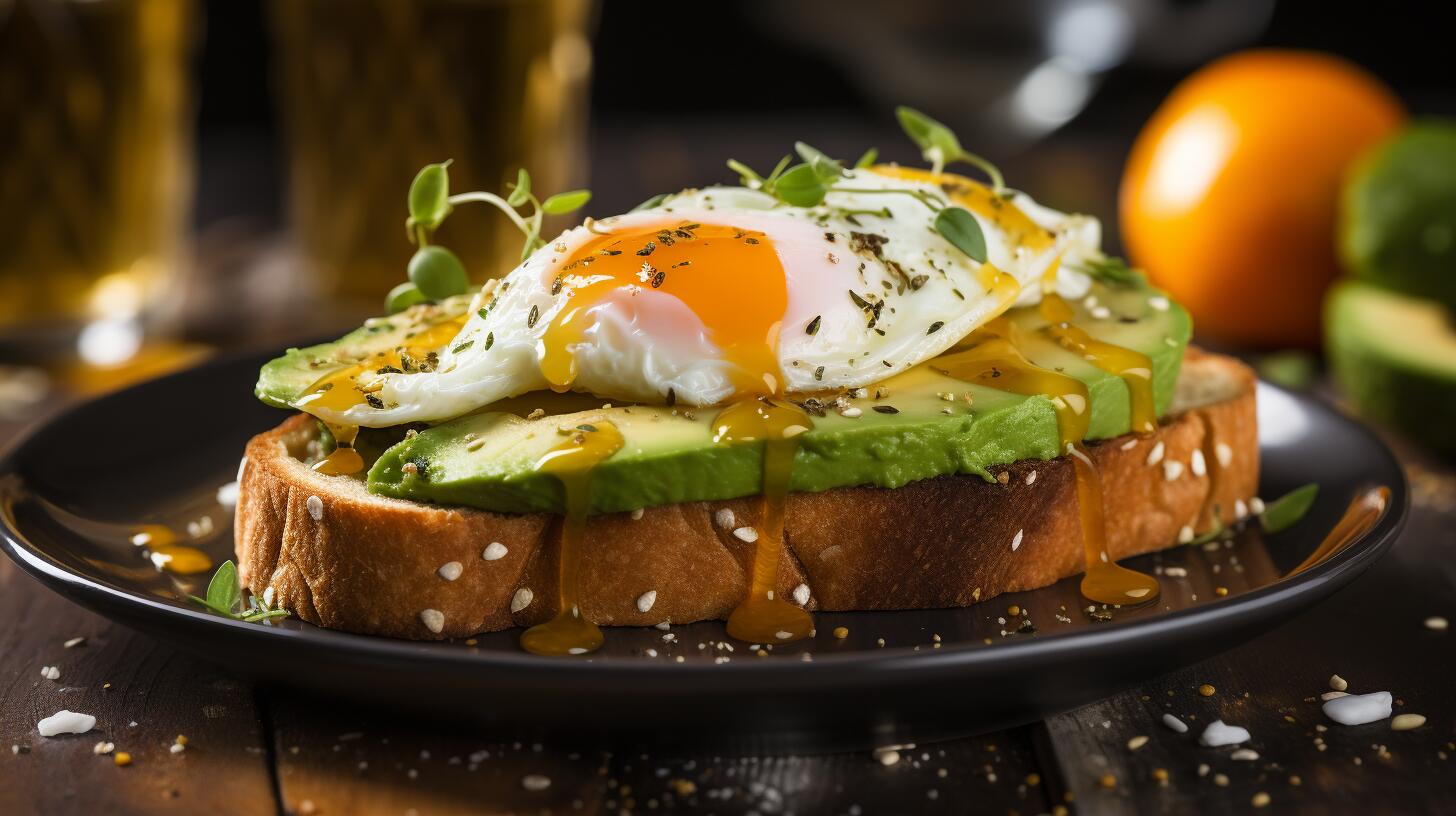 Imagen de un desayuno saludable con palta, huevo, jugo de naranja y pan. Una elección nutritiva y equilibrada para empezar el día con energía. Elementos esenciales que contribuyen a tu bienestar. (Imagen ilustrativa Infobae)