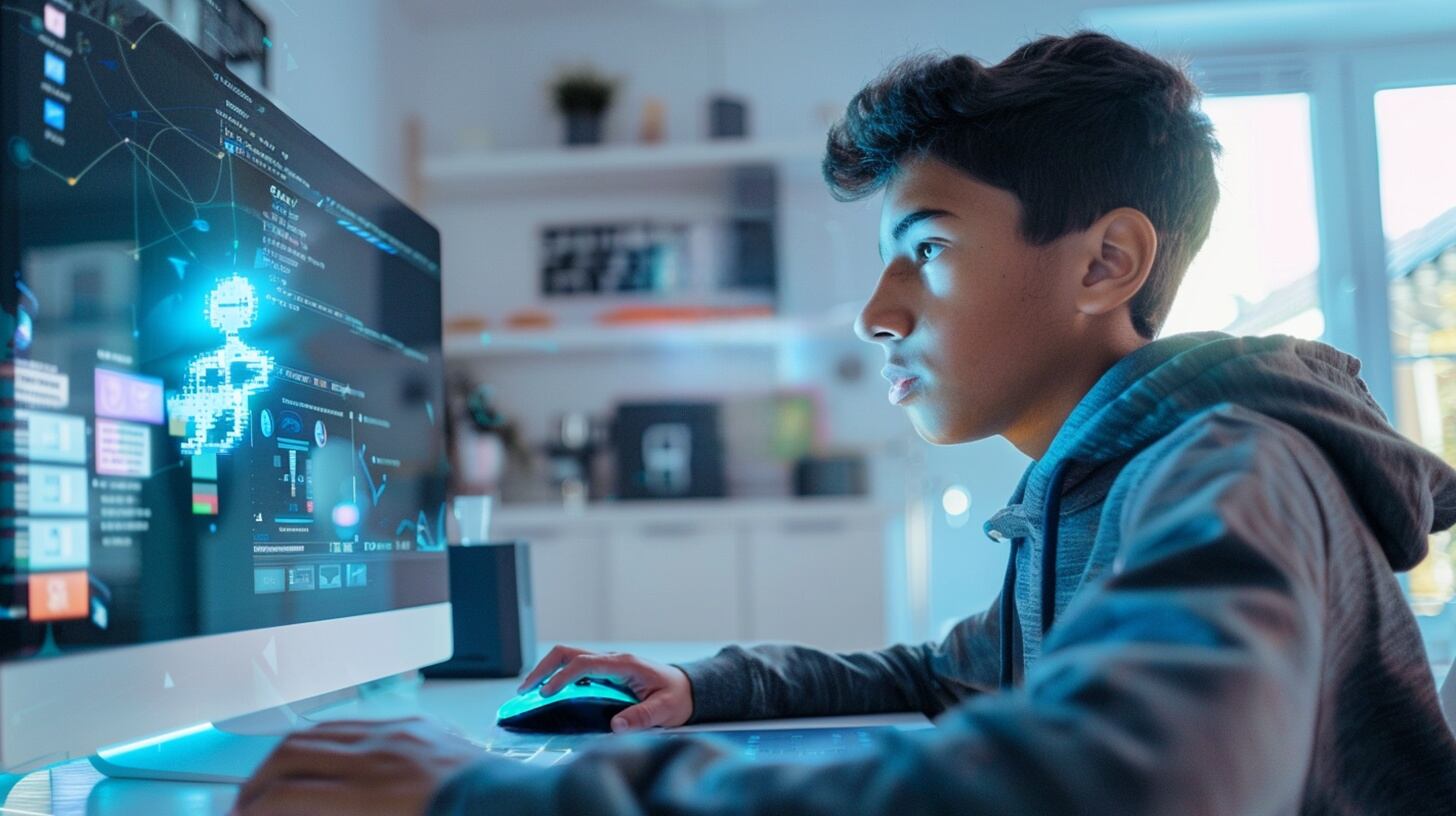 Joven adolescente utiliza computadora con IA para hacer la tarea - (Imagen Ilustrativa Infobae)