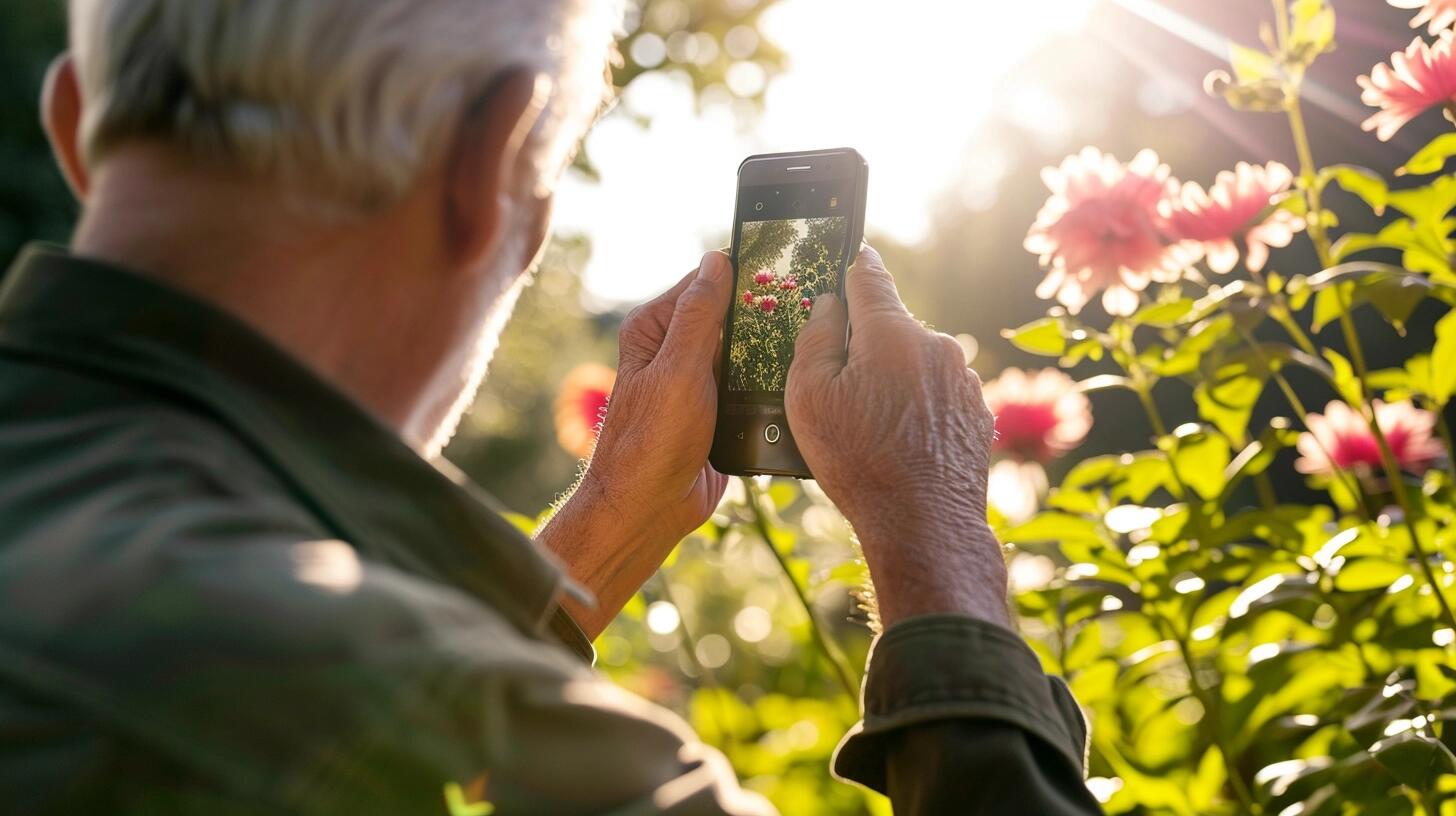 Un abuelo utilizando su smartphone para capturar una imagen, demostrando su habilidad y comodidad con la tecnología moderna. La fotografía refleja el entusiasmo de las personas de la tercera edad por aprender y utilizar nuevas tecnologías, como los smartphones, para permanecer conectados y activos en el mundo digital, incluyendo la captura y el compartir de sus experiencias a través de la fotografía. (Imagen ilustrativa Infobae)