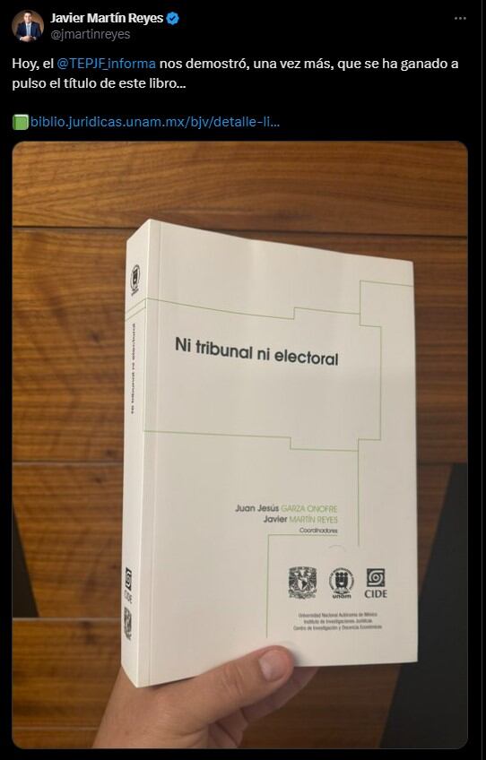 Portada del libro Ni Tribunal ni electoral