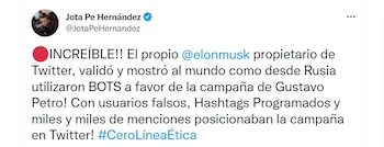 Dirigentes políticos reaccionan ante la revelación sobre injerencia rusa a favor de la campaña de Petro Presidente. Foto: Twitter.