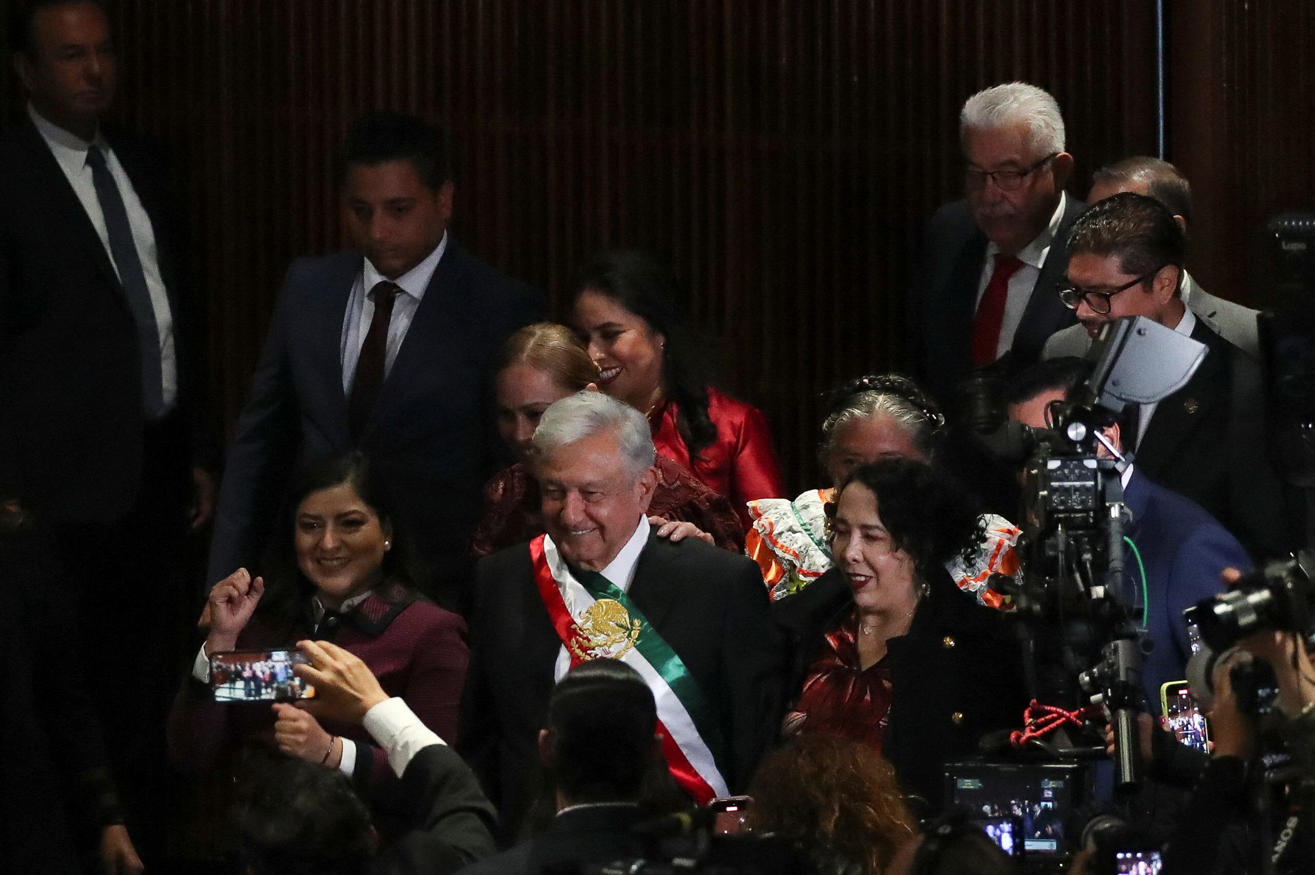 Mexico's President Andres Manuel Lopez Obrador arrives for the swearing-in ceremony of Mexico's President-elect Claudia Sheinbaum at the Congress, in Mexico City, Mexico, October 1, 2024. REUTERS/Henry Romero