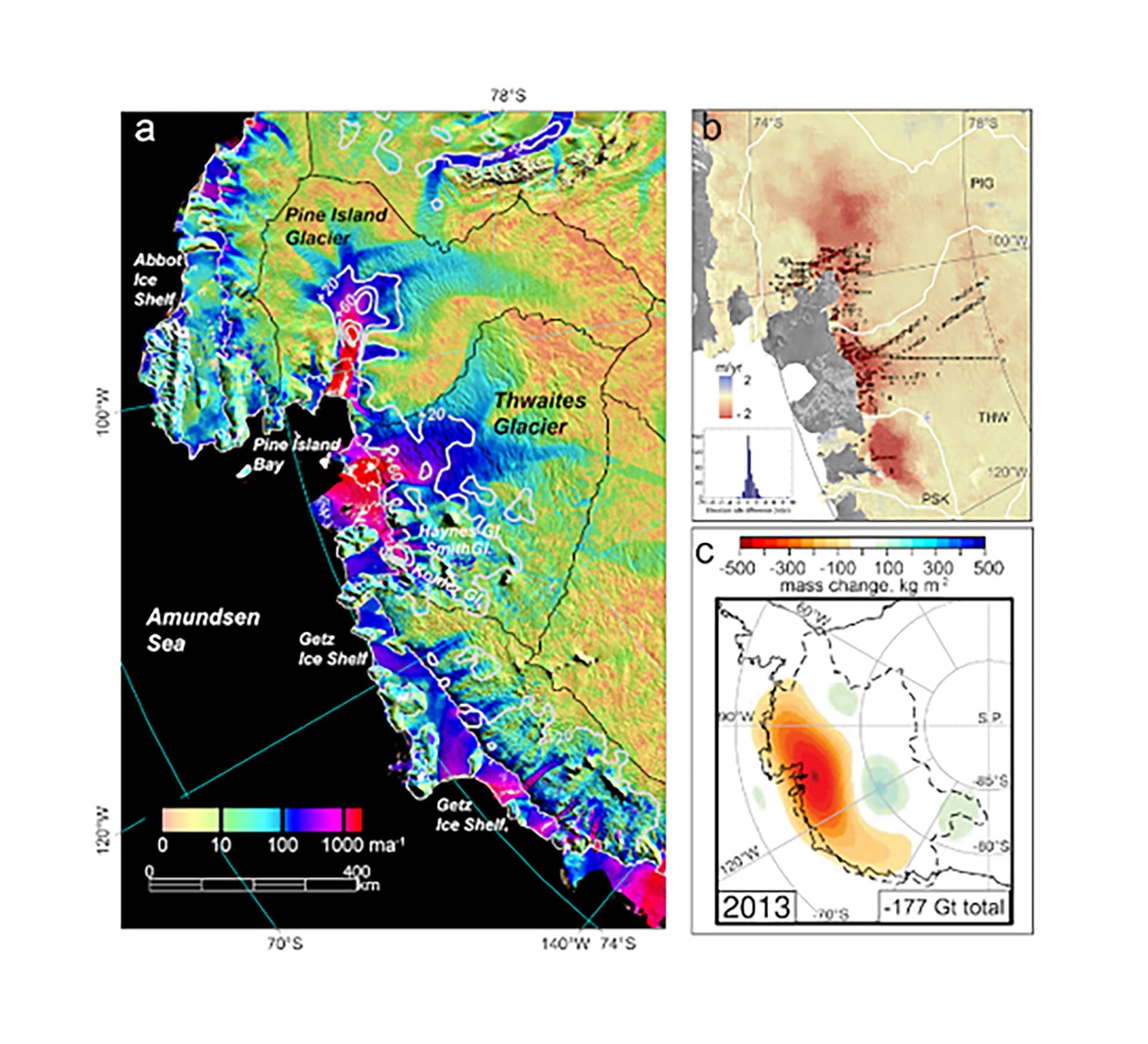 Mapas y gráficos glaciar Thwaites