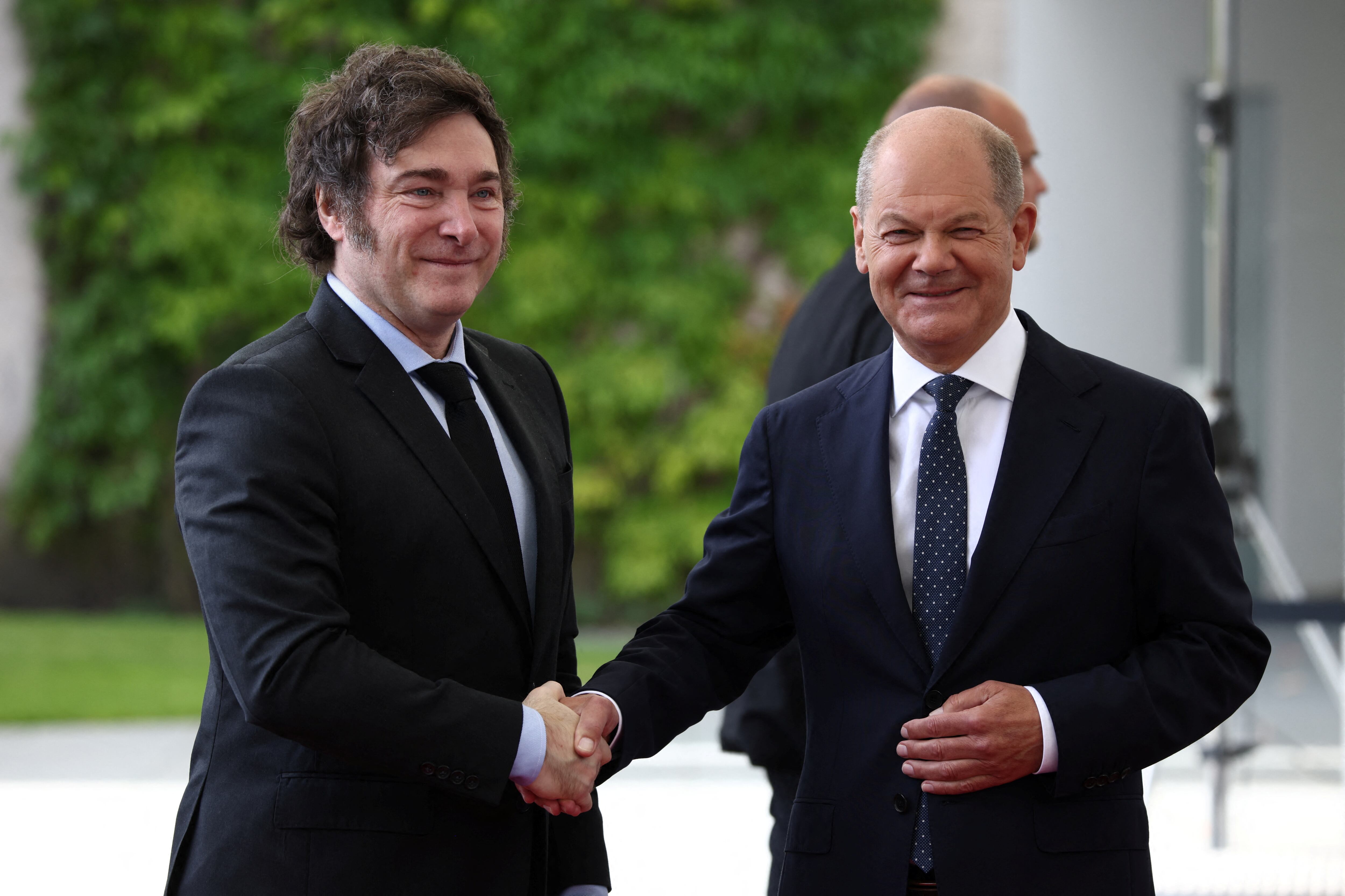 El canciller alemán Olaf Scholz recibió a Javier Milei el domingo en Berlín 