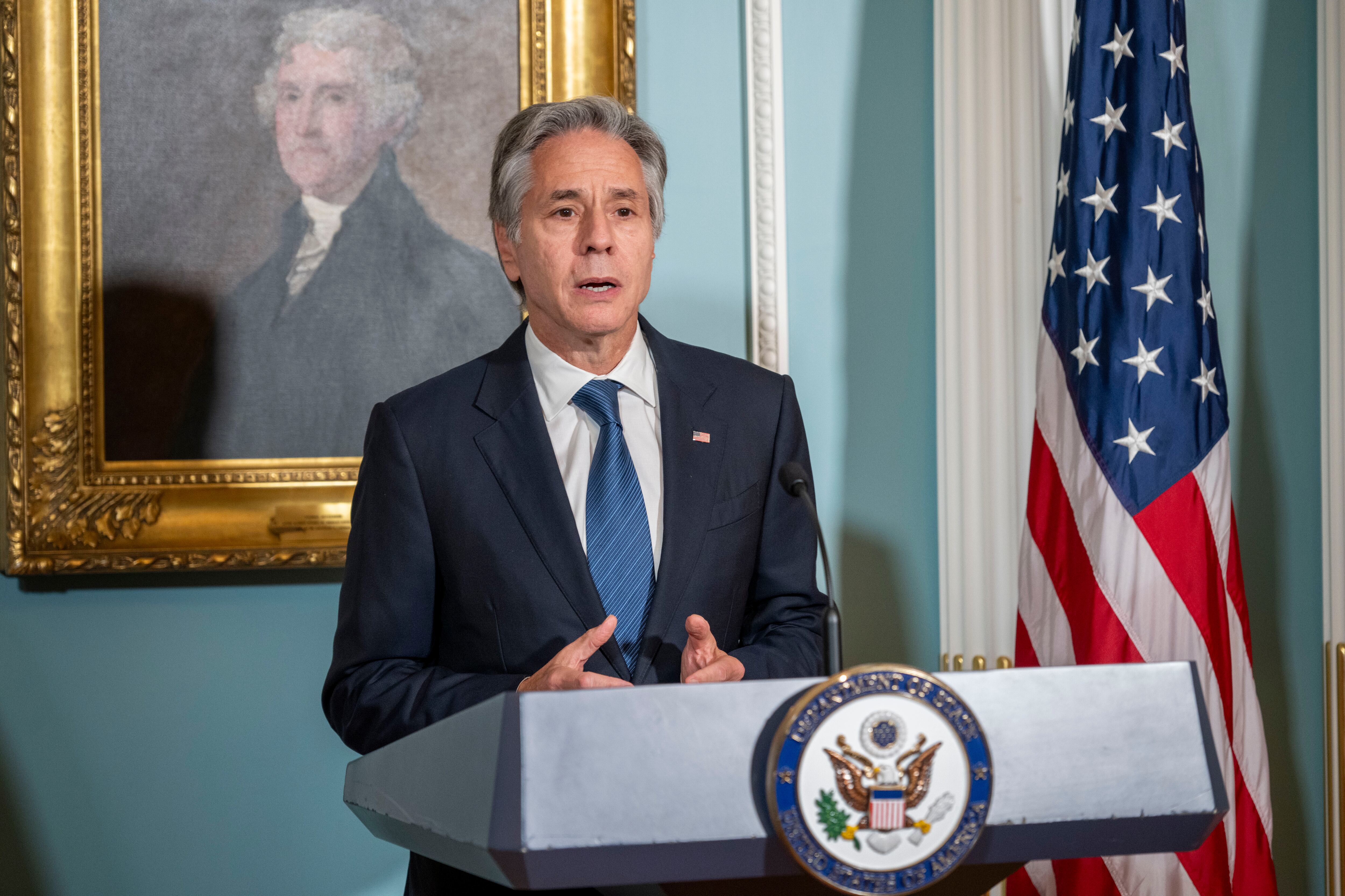 El secretario de Estado de Estados Unidos, Antony Blinken (AP Foto/Kevin Wolf)