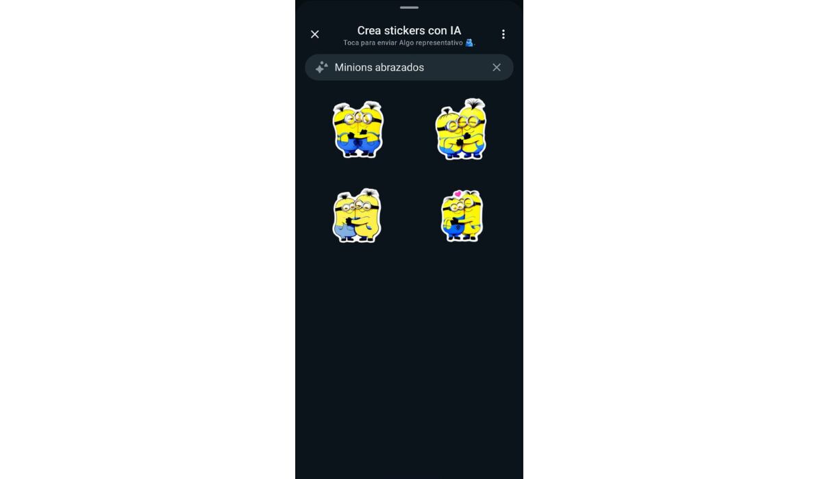 WhatsApp genera varios stickers de acuerdo al prompt ingresado. (WhatsApp)