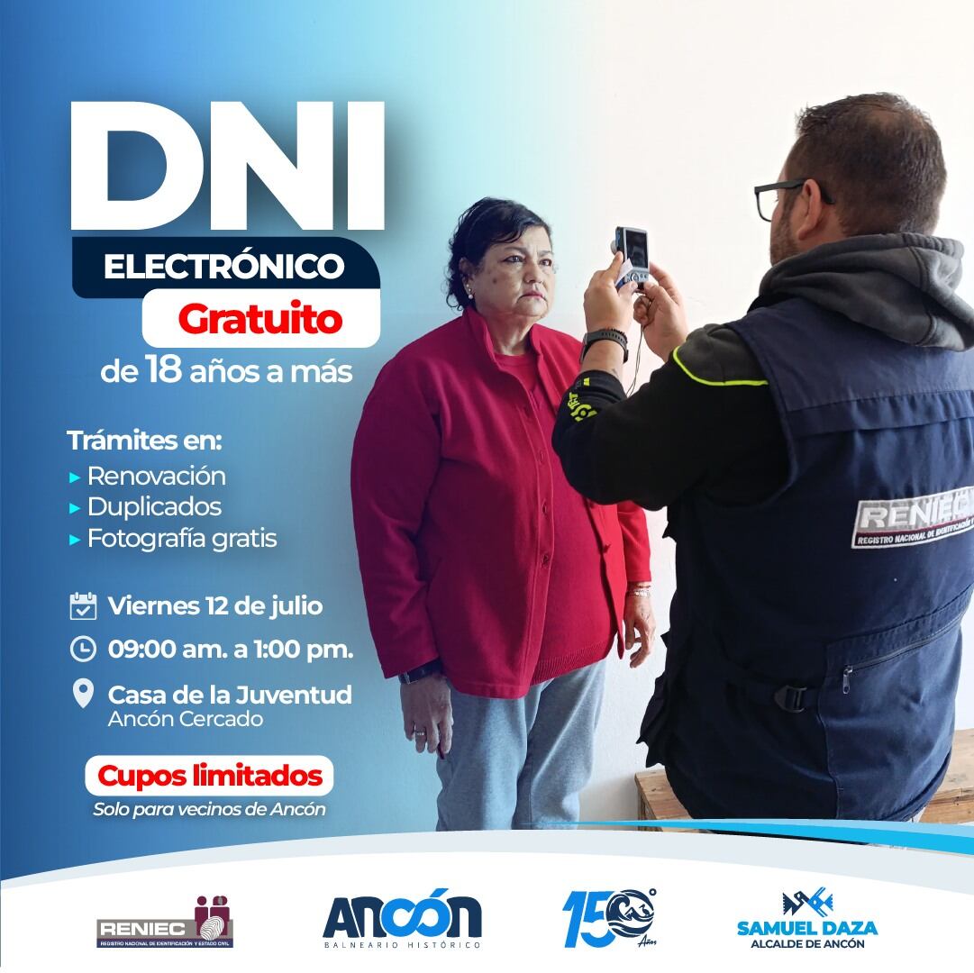 El Municipio Distrital de Ancón se sumó a la iniciativa del Reniec con las campaña itinerantes.