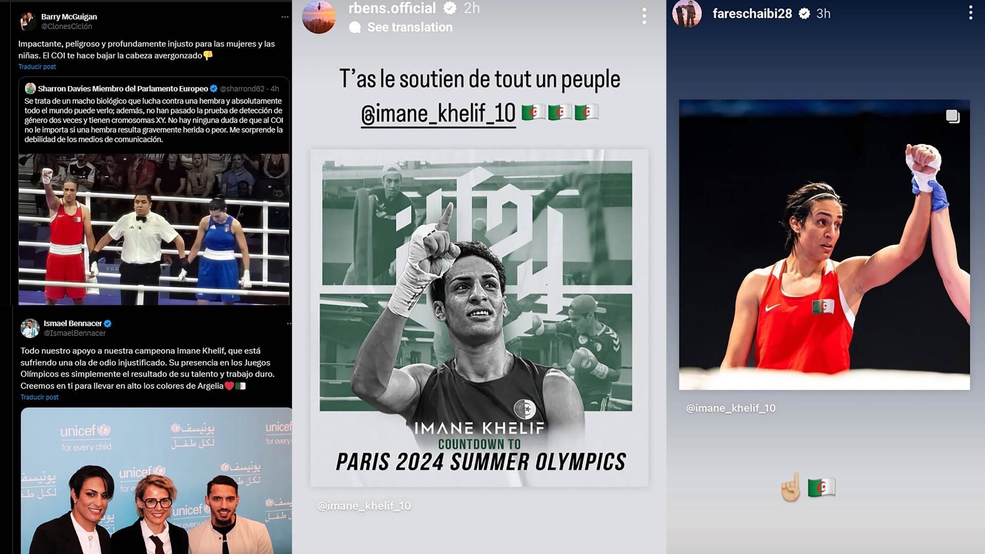 Tuits de opinión sobre la boxeadora argelina en París 2024