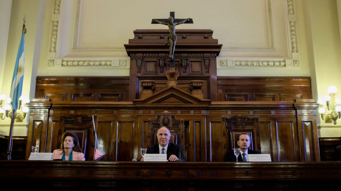 Durante algún tiempo la Corte tuvo tres integrantes: Elena Highton de Nolasco, Ricardo Lorenzetti y Juan Carlos Maqueda. (Adrián Escándar)