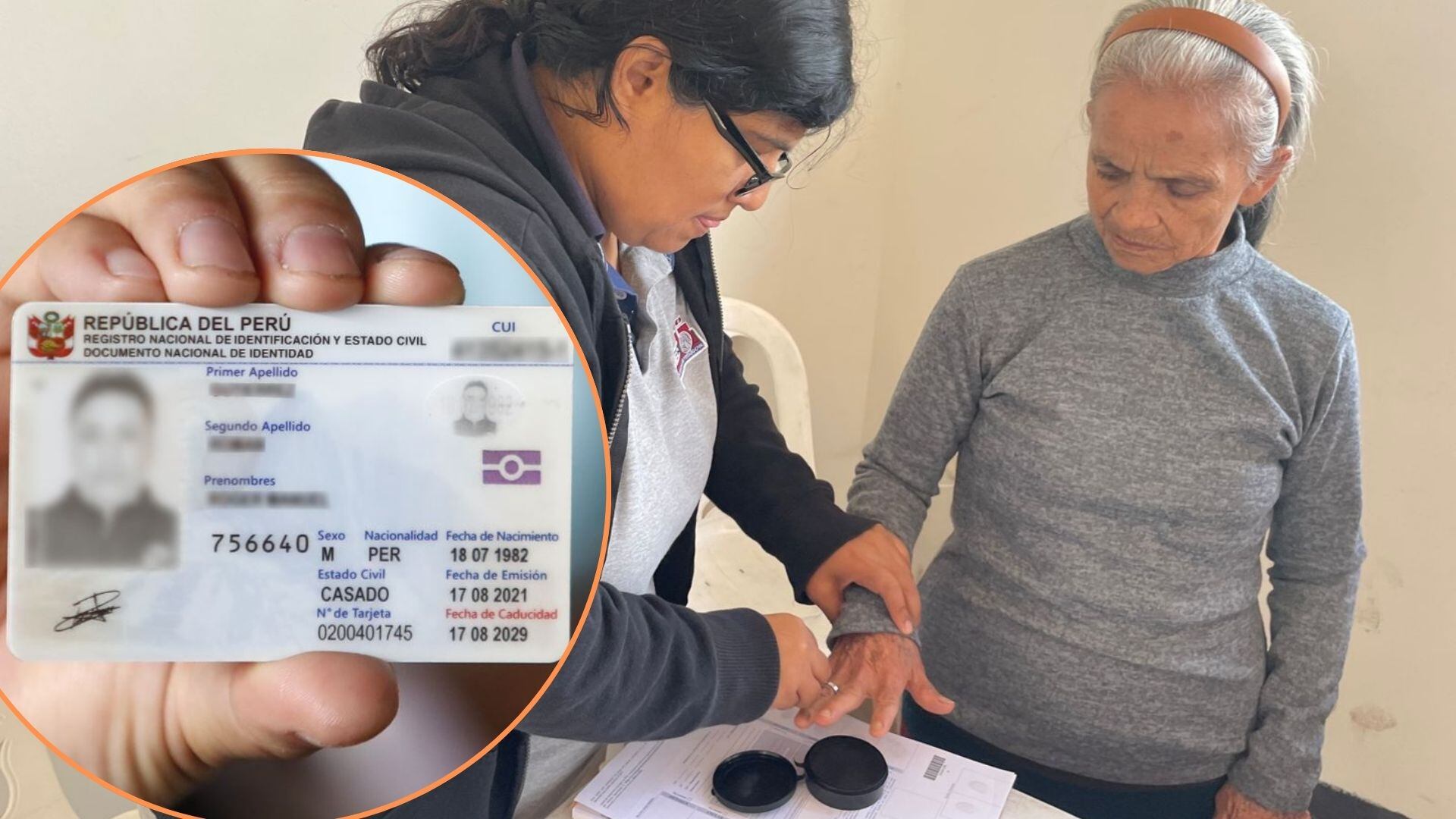 Cientos de adultos mayores ya accedieron a las campañas itinerantes del Reniec y los municipios para tramitar gratis su DNI electrónico. (Composición: Infobae Perú)