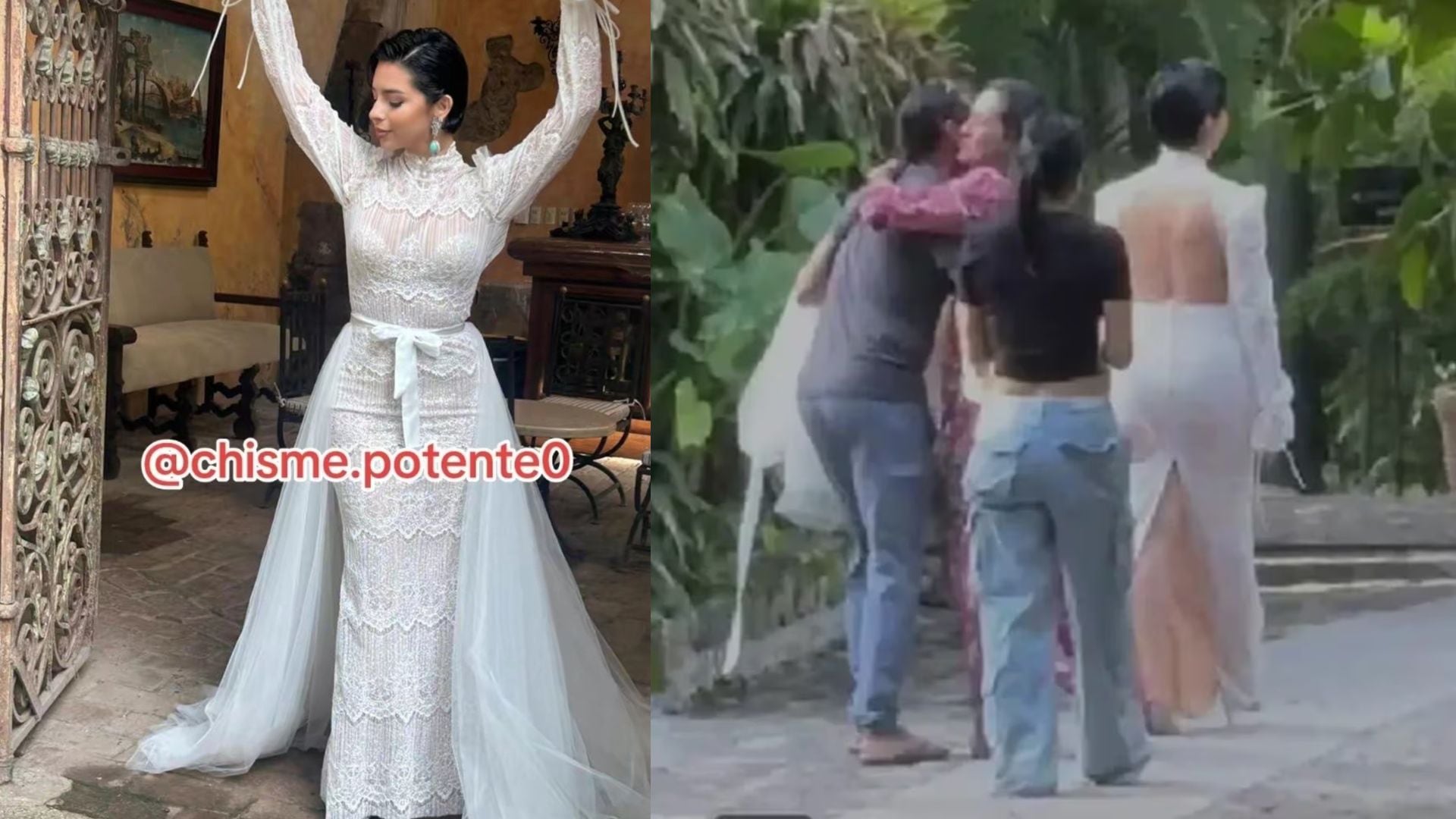 El vestido de novia de Ángela Aguilar es uno de los temas que más intriga han causado. (Foto: María Luisa Valdés Doria / ALan Saldaña/@chisme-potente0)