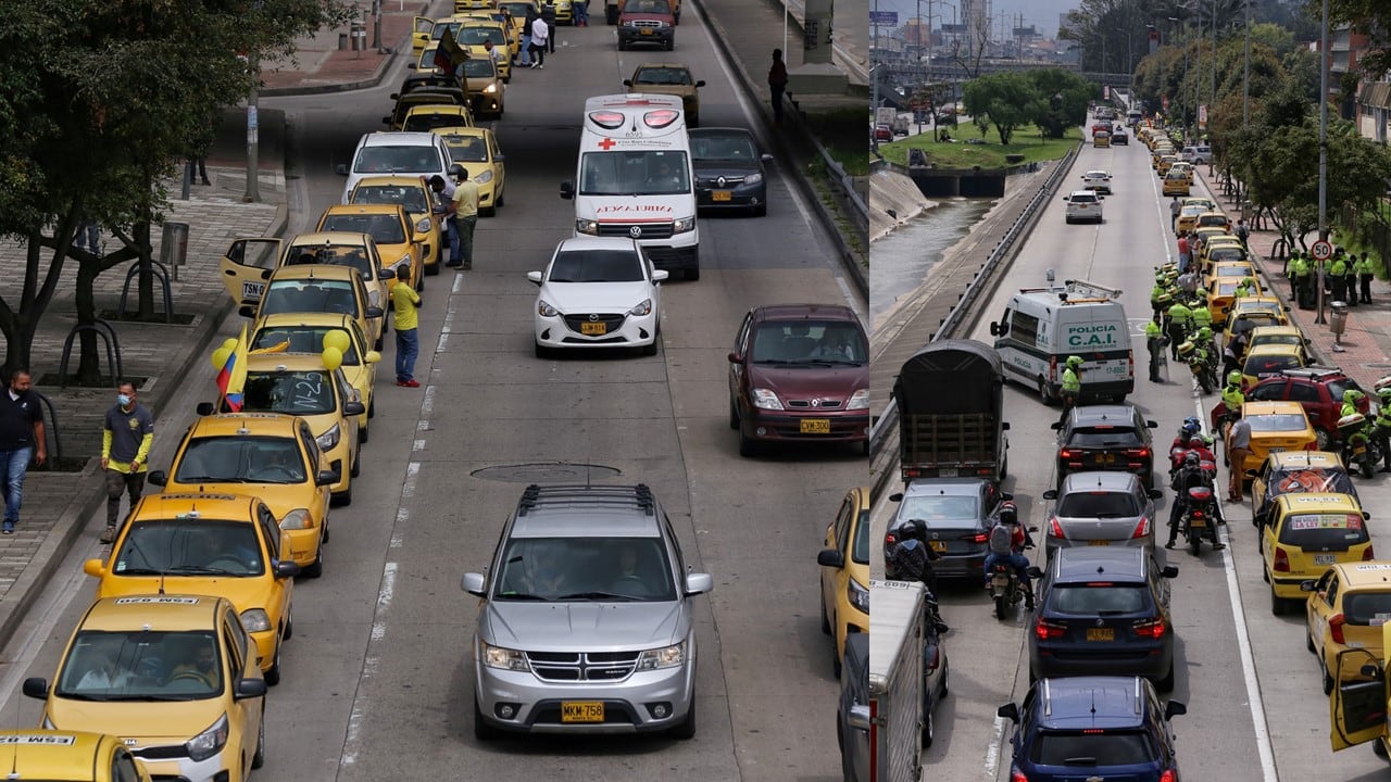 Bogotá. Noviembre 25 de 2020. Paro Nacional de Taxistas. Lugar: Calle 63 con Carrera 60 ( Colprensa - Camila Díaz)